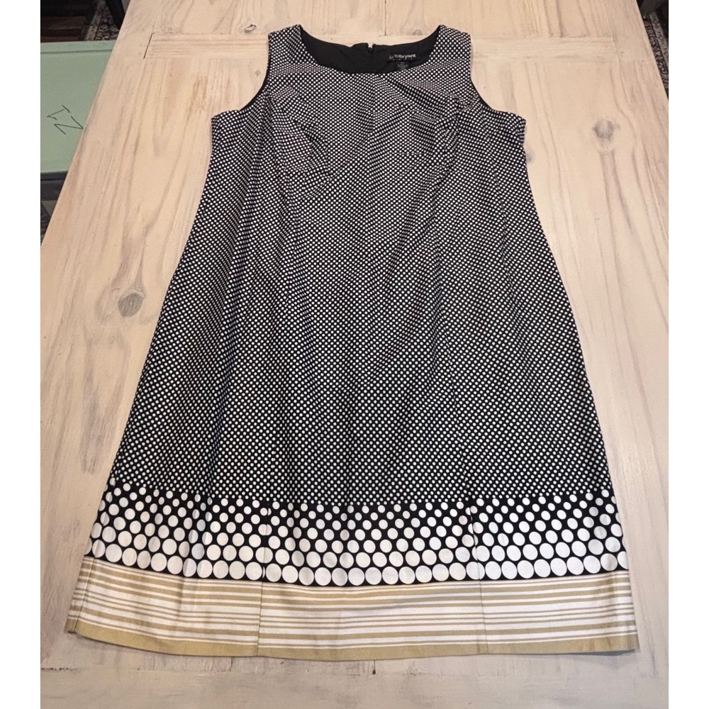 Lane Bryant 16W Black White Polka Dot Striped Sleeveless Shift Dress Mixed Print